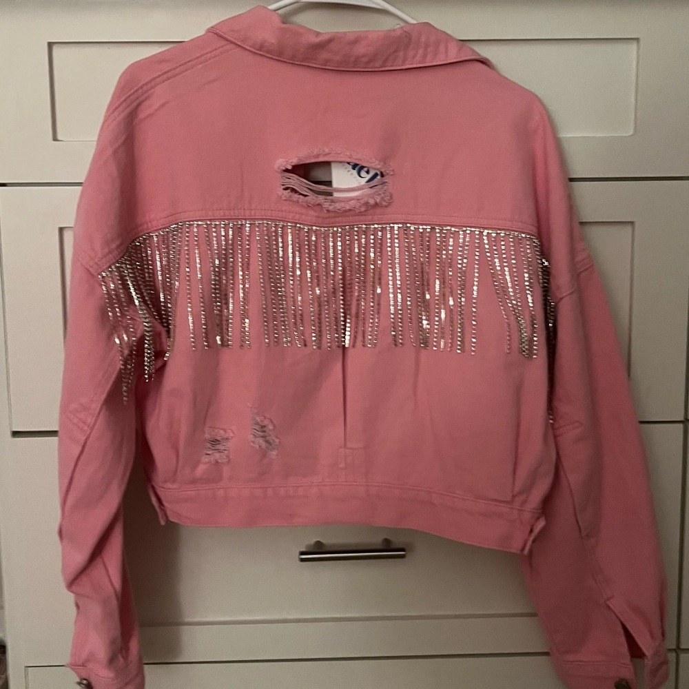 pink denim jacket